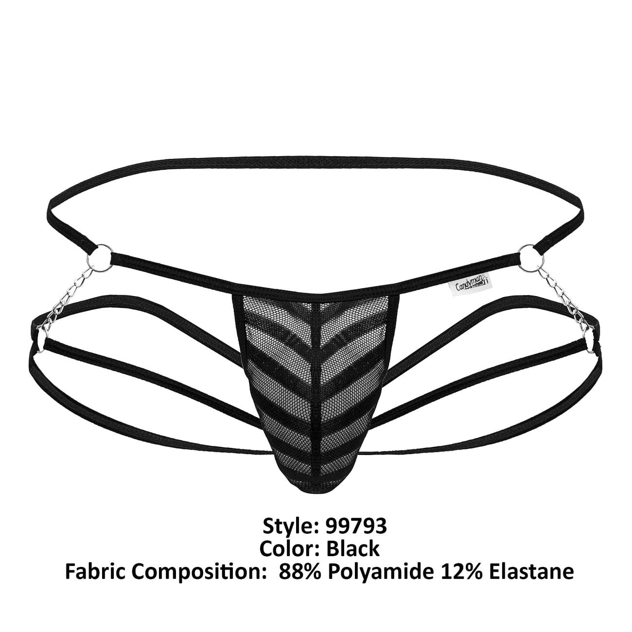 CandyMan 99793 Mesh Jock Thongs Black