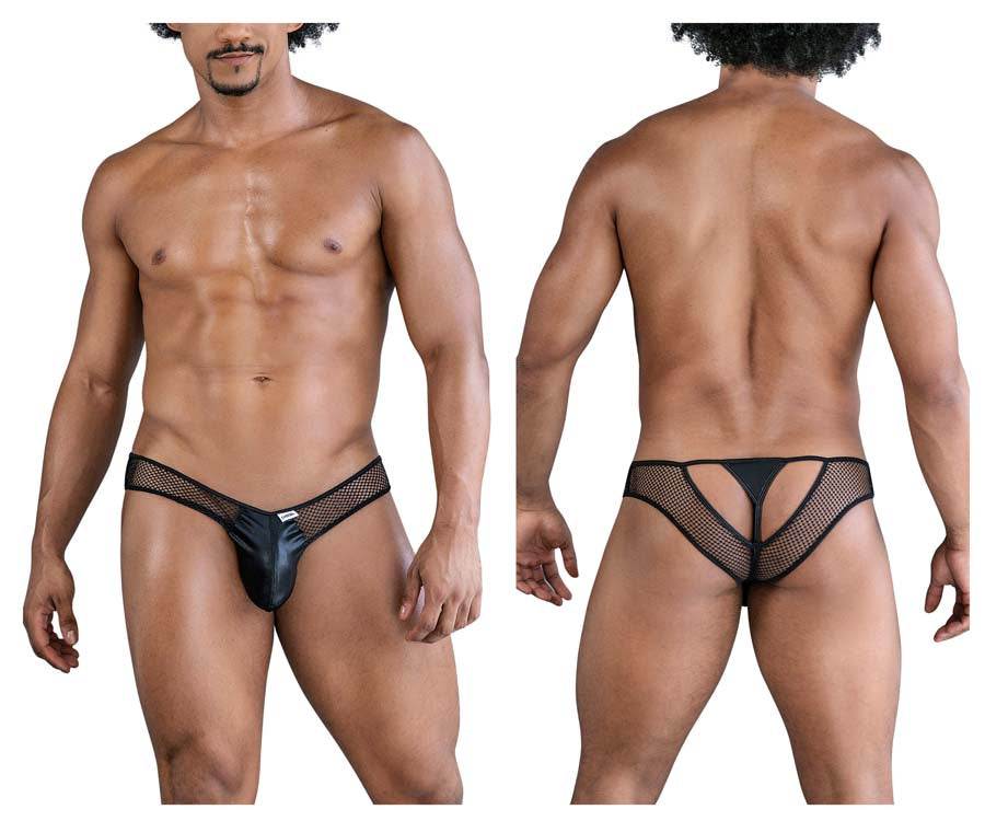 CandyMan 99826 Male Fishnet Thongs Black