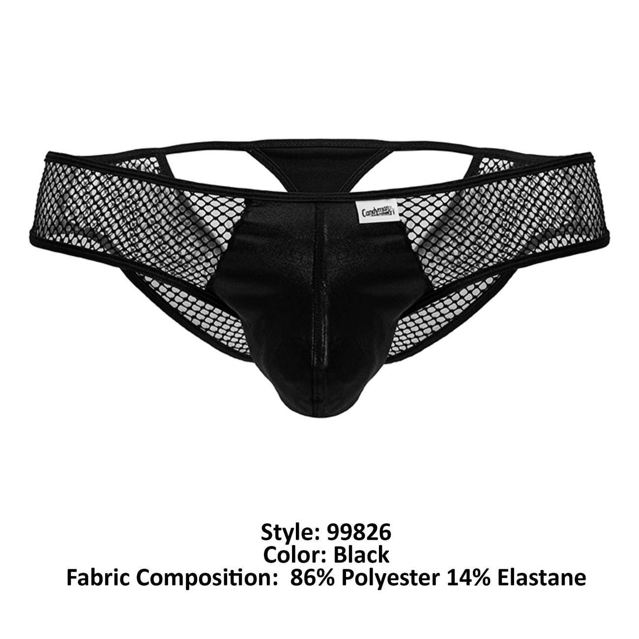 CandyMan 99826 Male Fishnet Thongs Black
