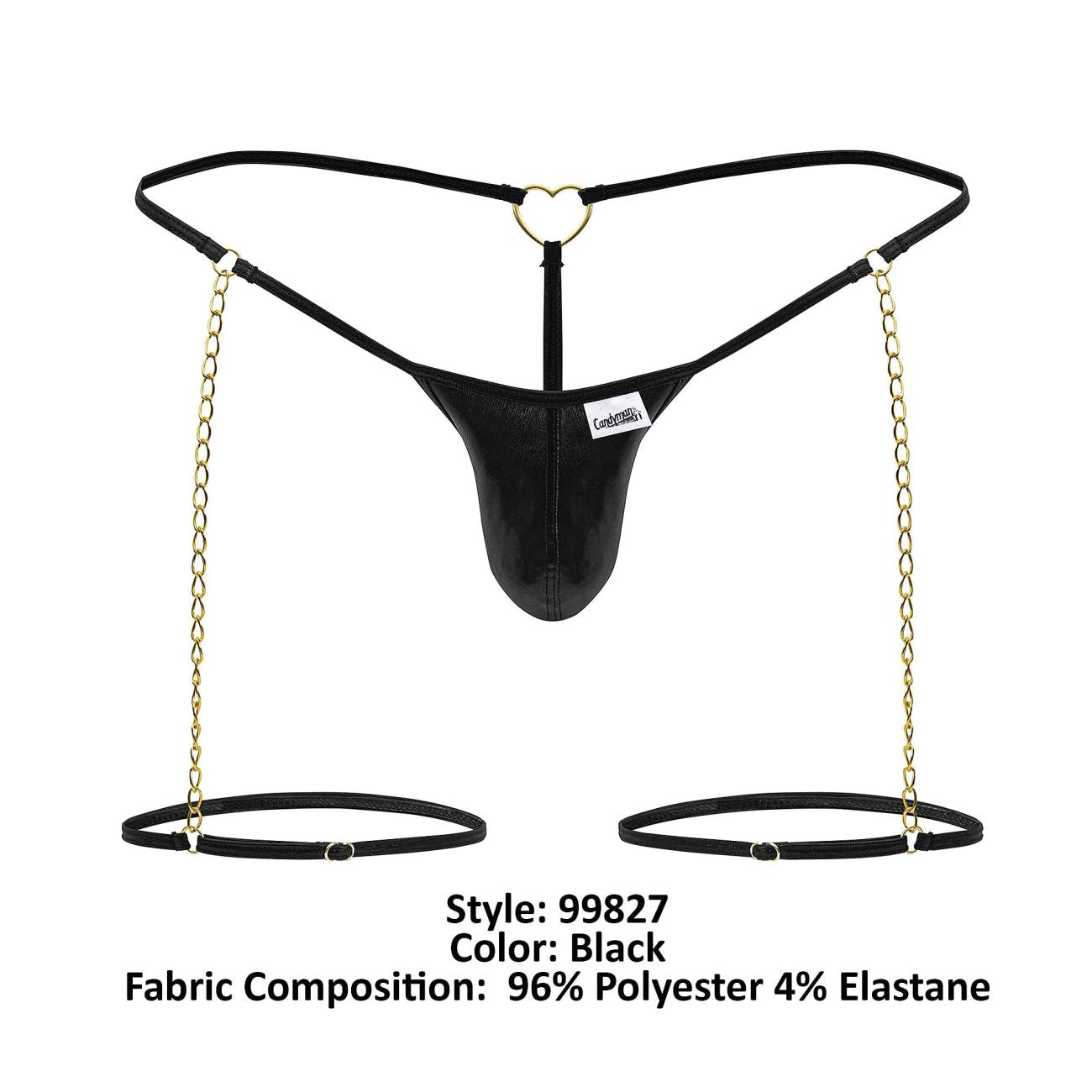 CandyMan 99827 Chain-Garter Thongs Black