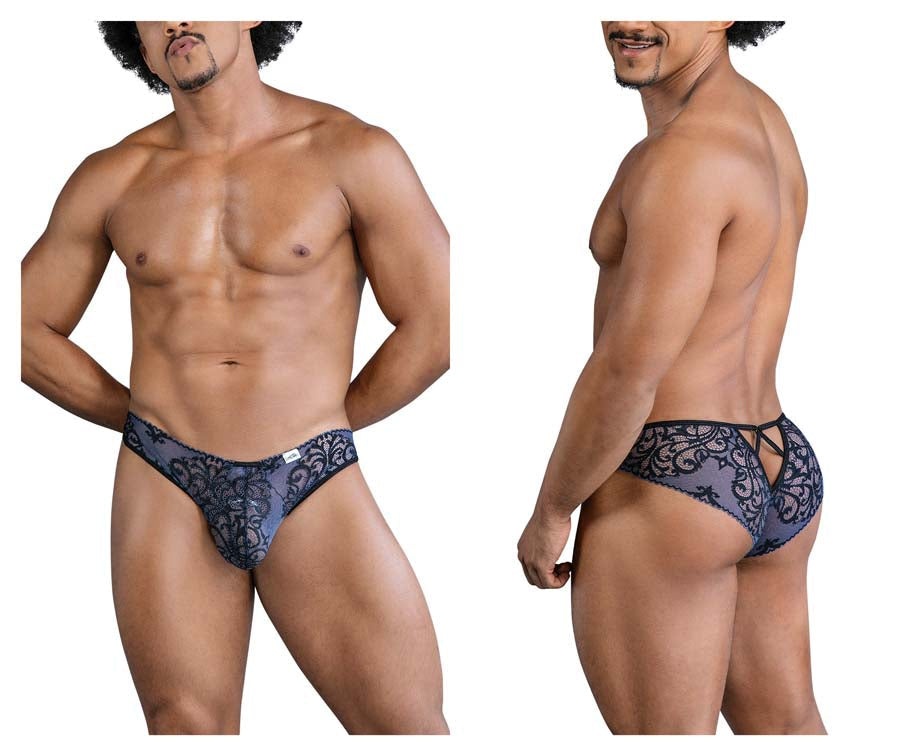 CandyMan 99830 Male Lace Briefs Black-Navy