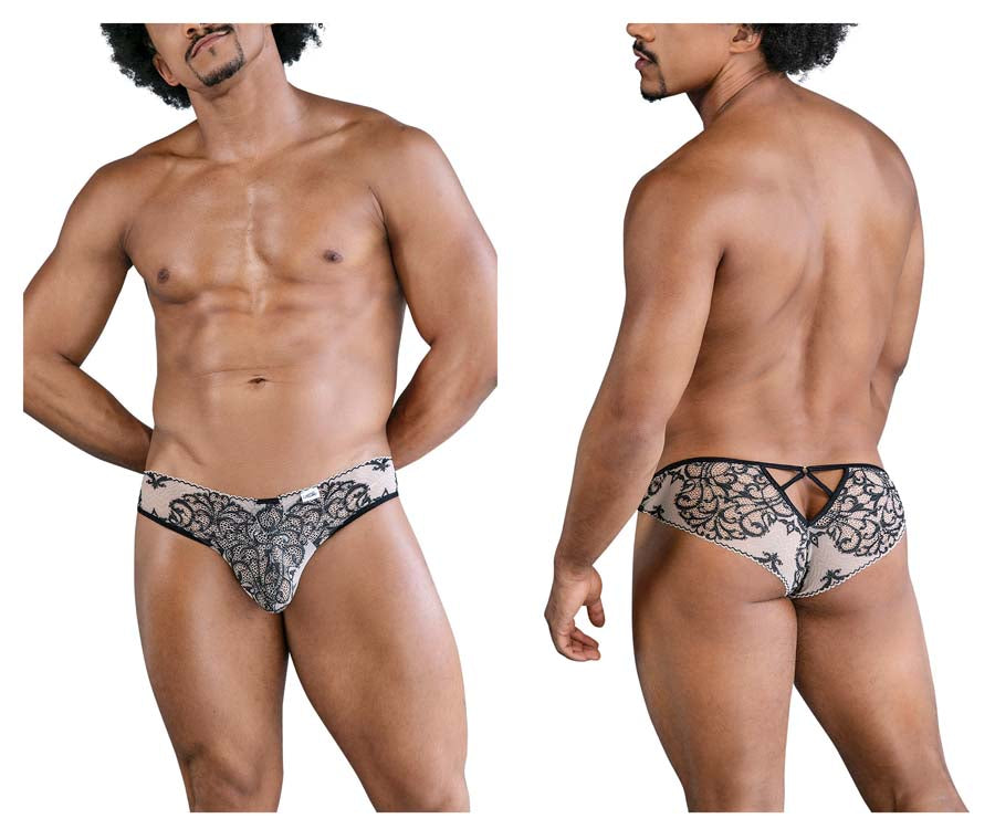 CandyMan 99830 Male Lace Briefs Nude-Black