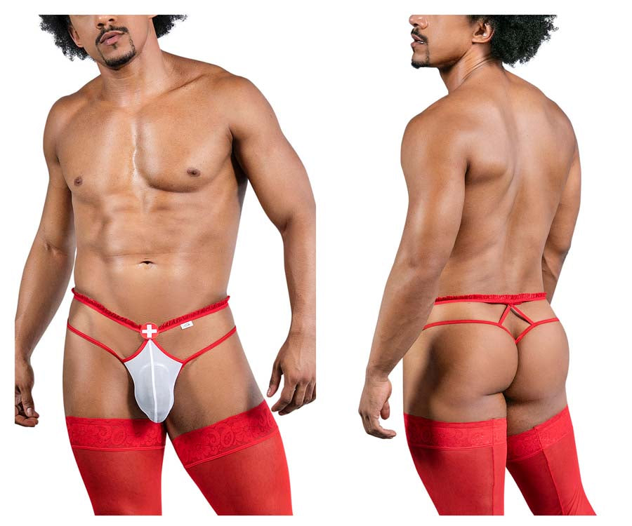 CandyMan 99833 Murse Male Nurse Costume Thongs Red & White