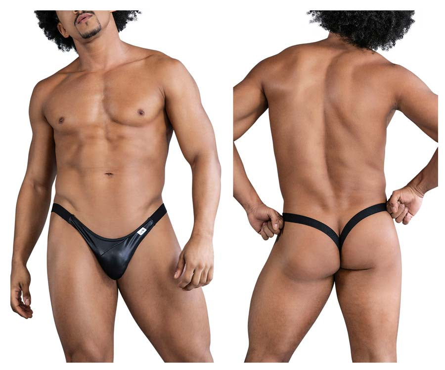 CandyMan 99848 Mens Deep V Back Bikini Thongs Black