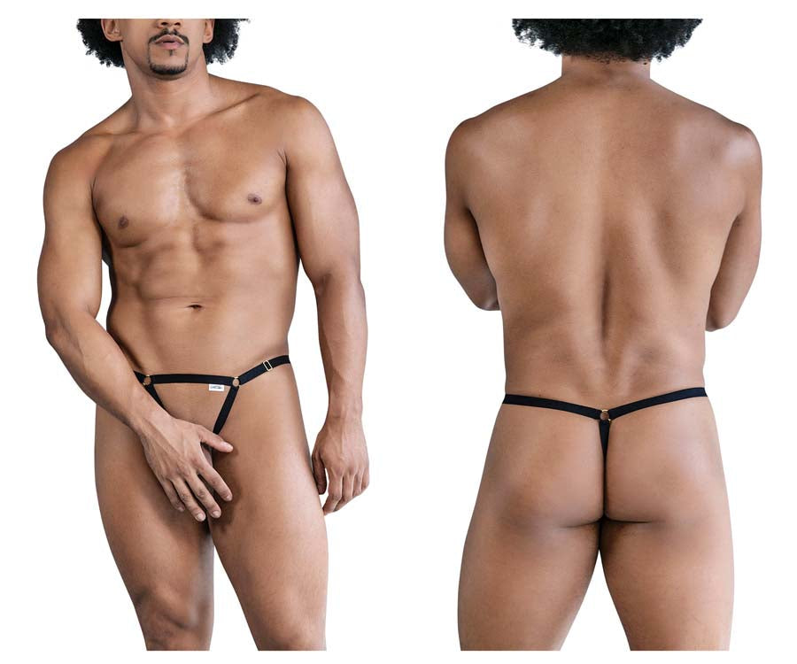 CandyMan 99852 Mens Strap Nudist Thongs Black