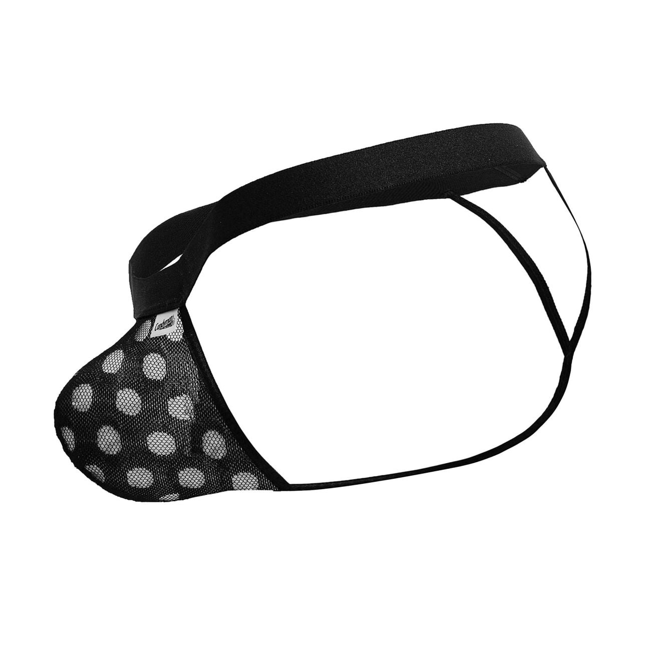 CandyMan 99856 Mens Sheer Polka Mesh Thong Black