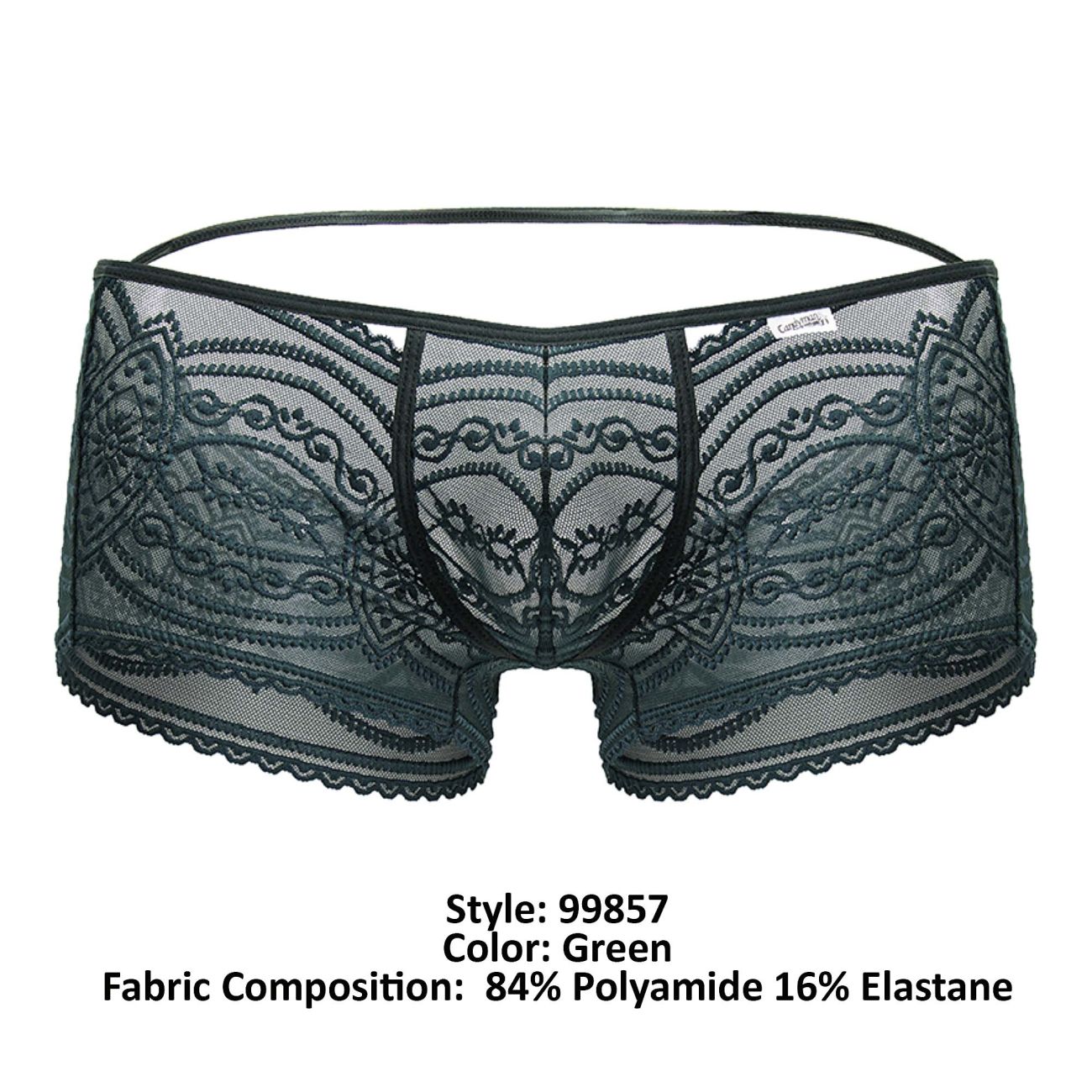 CandyMan 99857 Mens Sexy Lace Trunks Green