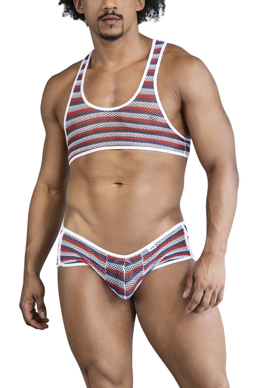 CandyMan 99859 Mens Sexy Two Piece Outfit Stripes