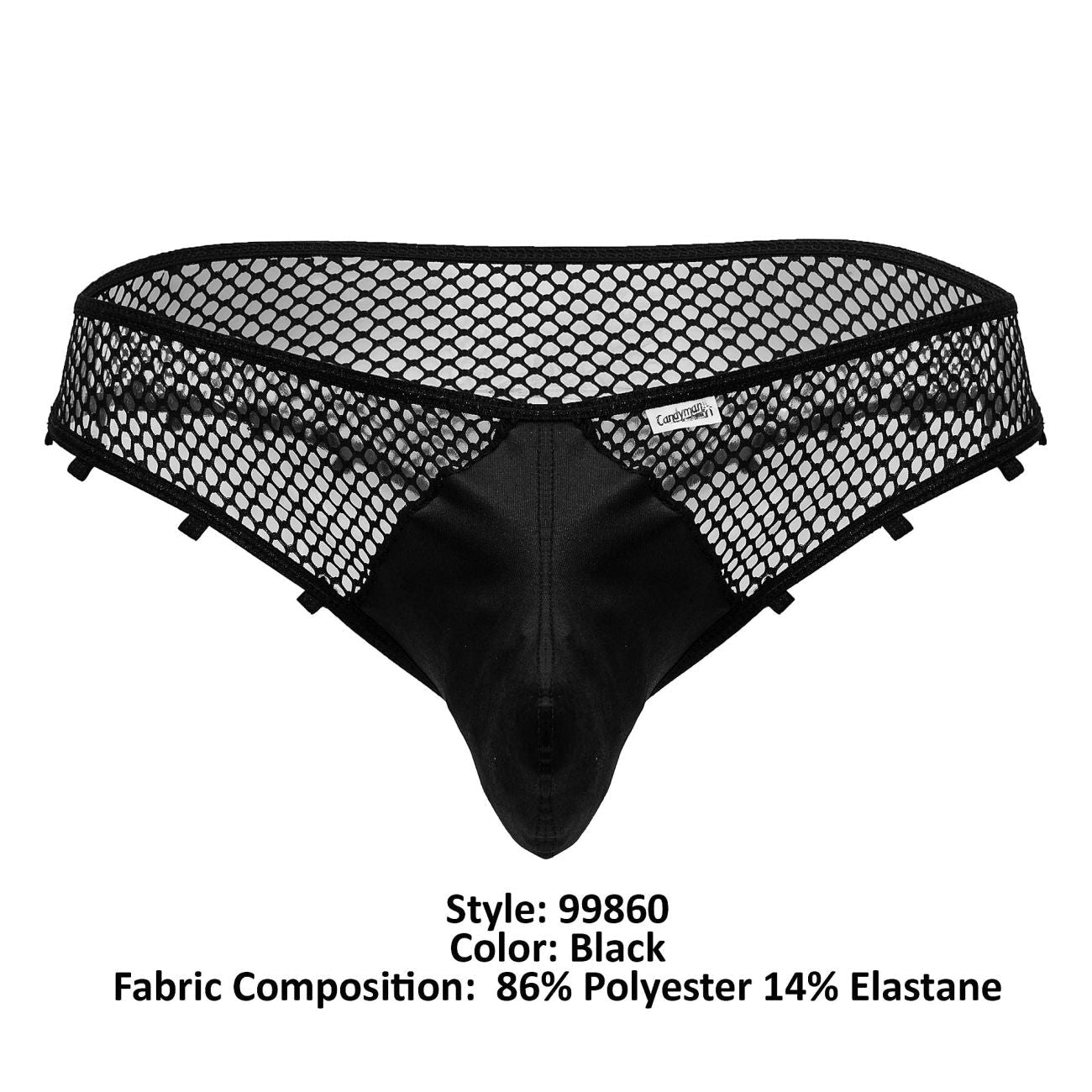 CandyMan 99860 Mens Sexy Fishnet Thong Black