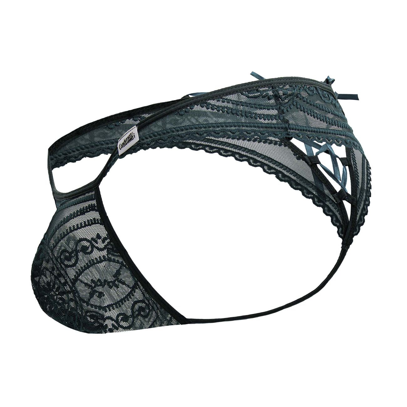 CandyMan 99861 Mens Sexy Lace Thong Panty Green