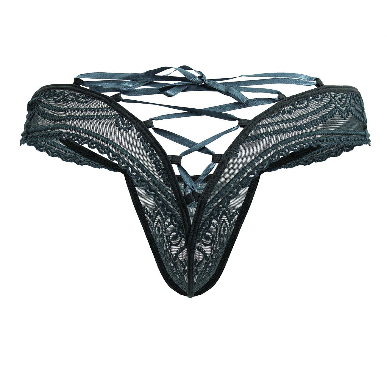 CandyMan 99861 Mens Sexy Lace Thong Panty Green