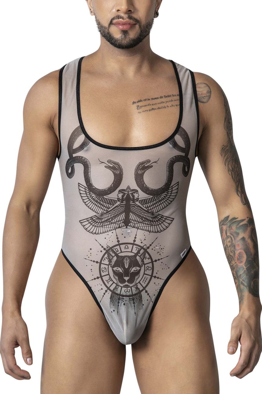 CandyMan 99869 Egyptian Mens Bodysuit Nude-Black