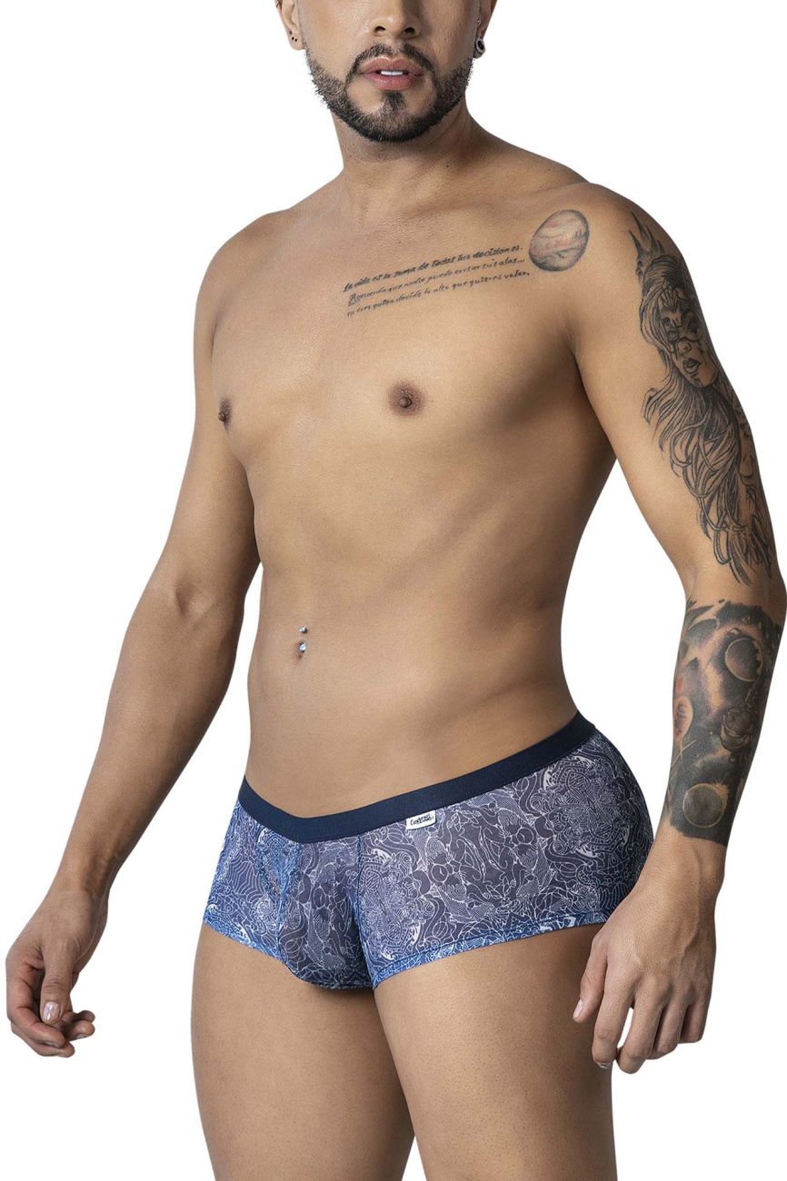 CandyMan 99873 Mens Water Print Breathable Mesh Trunks Blue-White