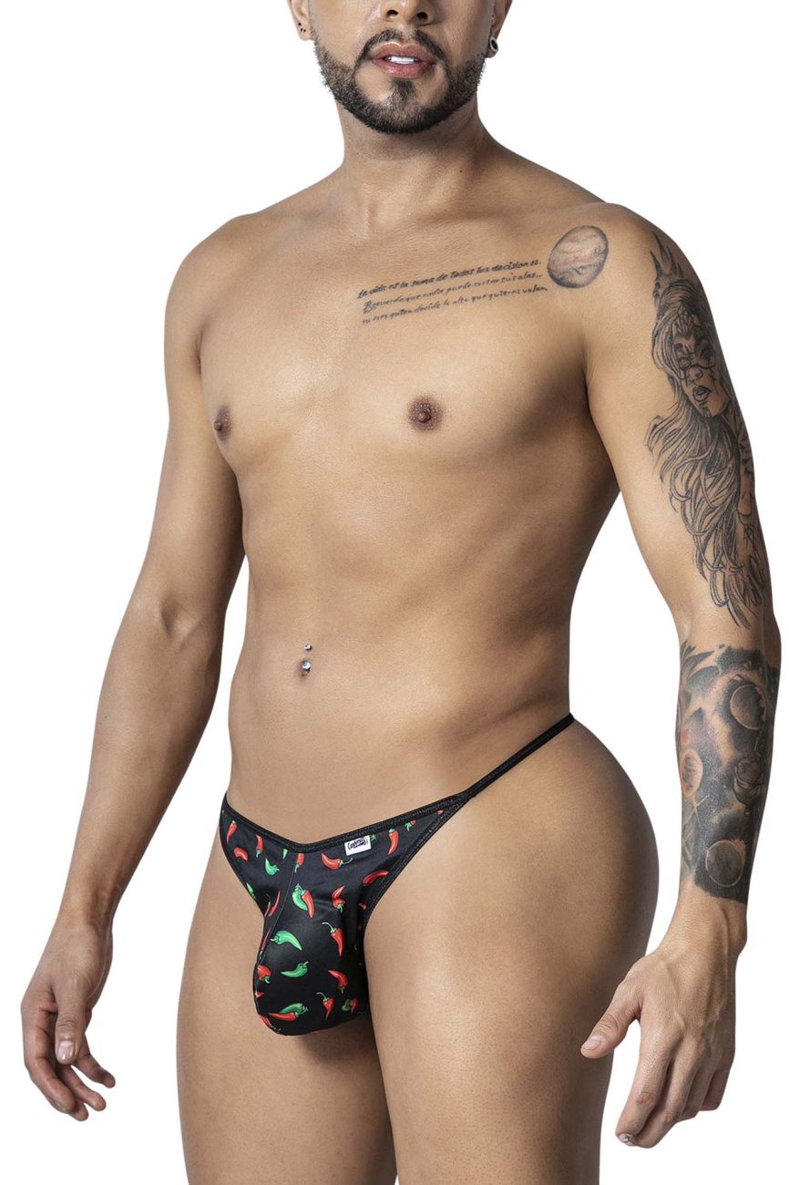 CandyMan 99875 Mens Breathable Mesh Chilli Pepper Thongs Plus Sizes Black Print