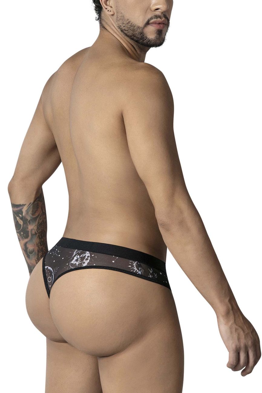 CandyMan 99885 Mens Cosmic Style Sun Moon Thong Black-White Plus Sizes