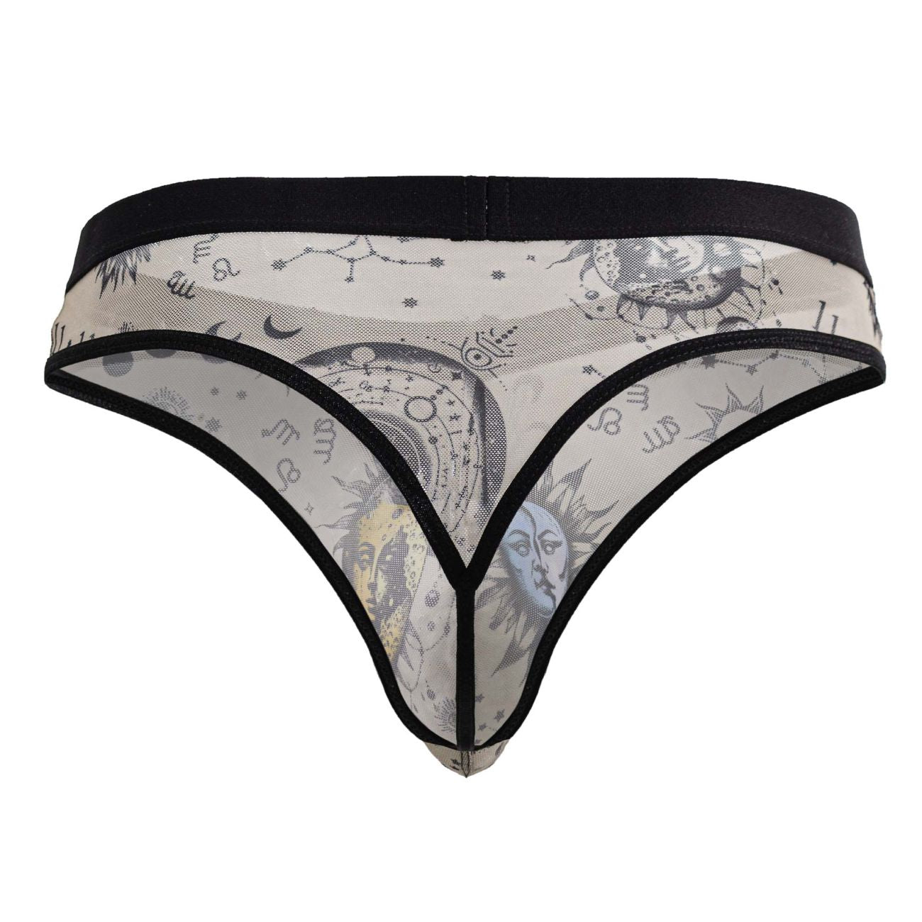CandyMan 99885 Mens Cosmic Style Sun Moon Thong Nude-Black Plus Sizes
