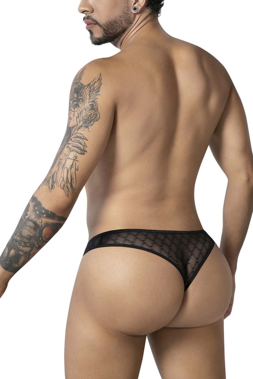 CandyMan 99894 Mens Geometric Mesh Briefs Black Plus Sizes