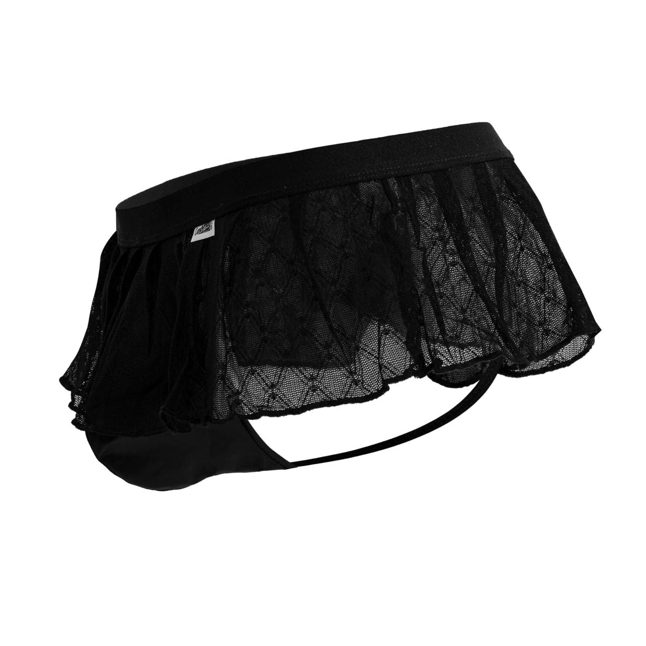 CandyMan 99901 Mens Geometric Playful Mesh Skirt Thongs Black