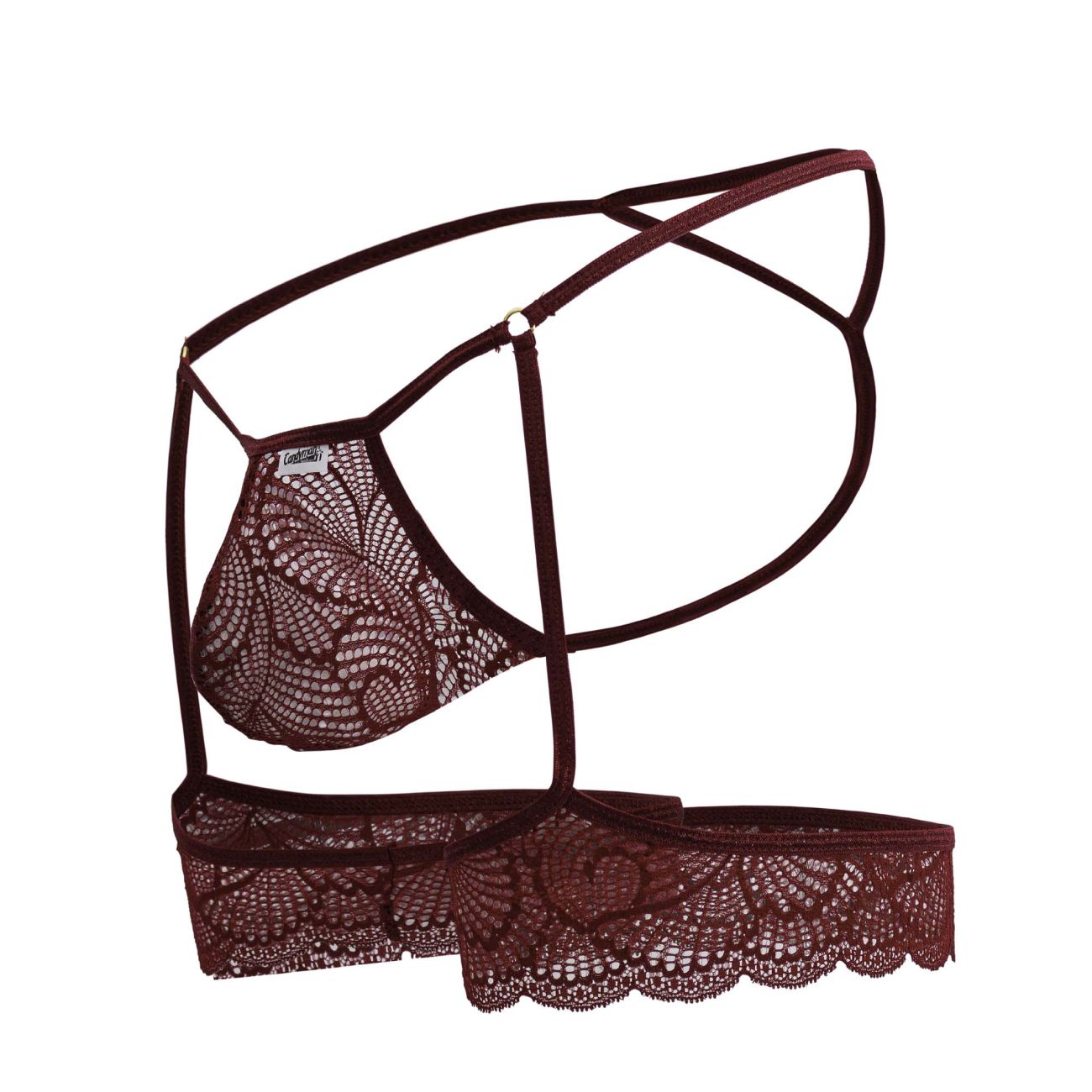 CandyMan 99906 Mens Sexy Garter Lace Thongs Burgundy Plus Sizes