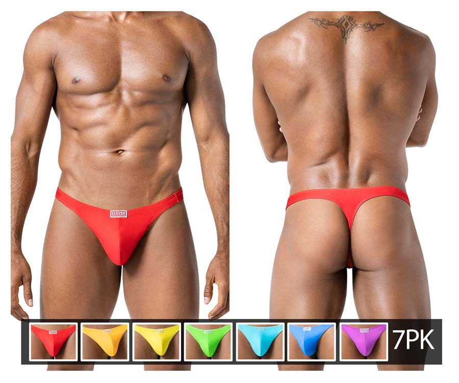 Clever 10009 7PK Mens Colouful Pride Multi Pack Thongs All Colours Included