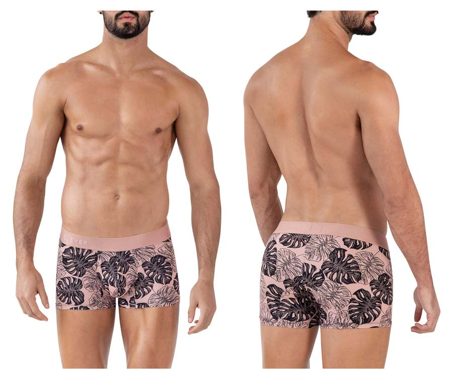 Clever 1635 Pacif Mens Leaf Print Trunks Pink