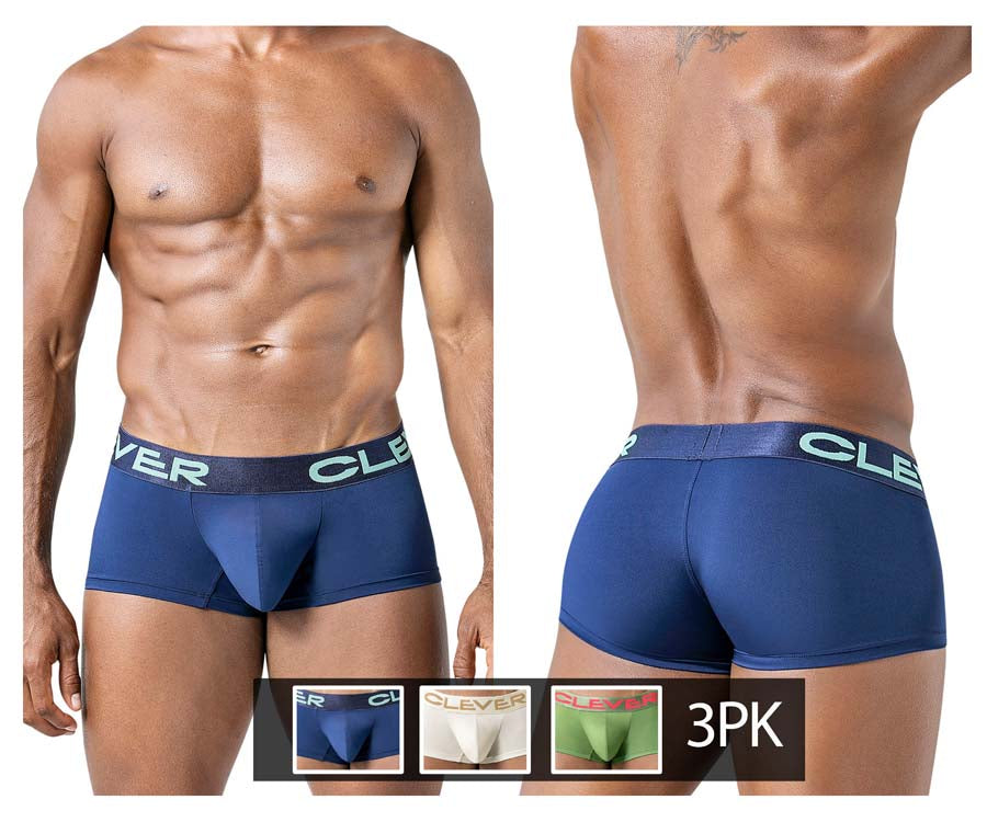 Clever 229953 3 Pack Mens Australian Latin Trunks Beige-Blue-Green