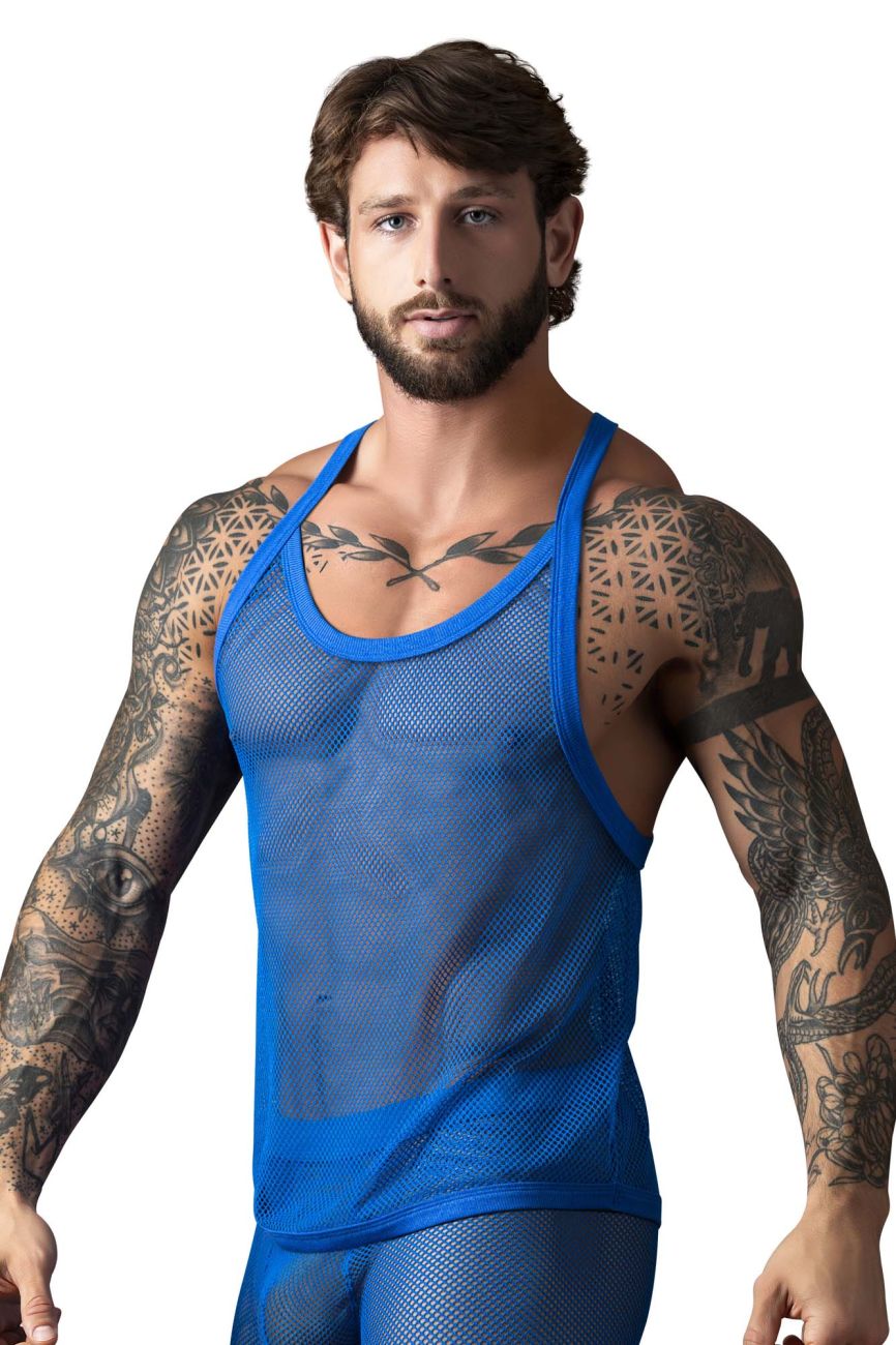 Male Power 110-11C Mens Sexy Stretch Fishnet Tank Top Royal
