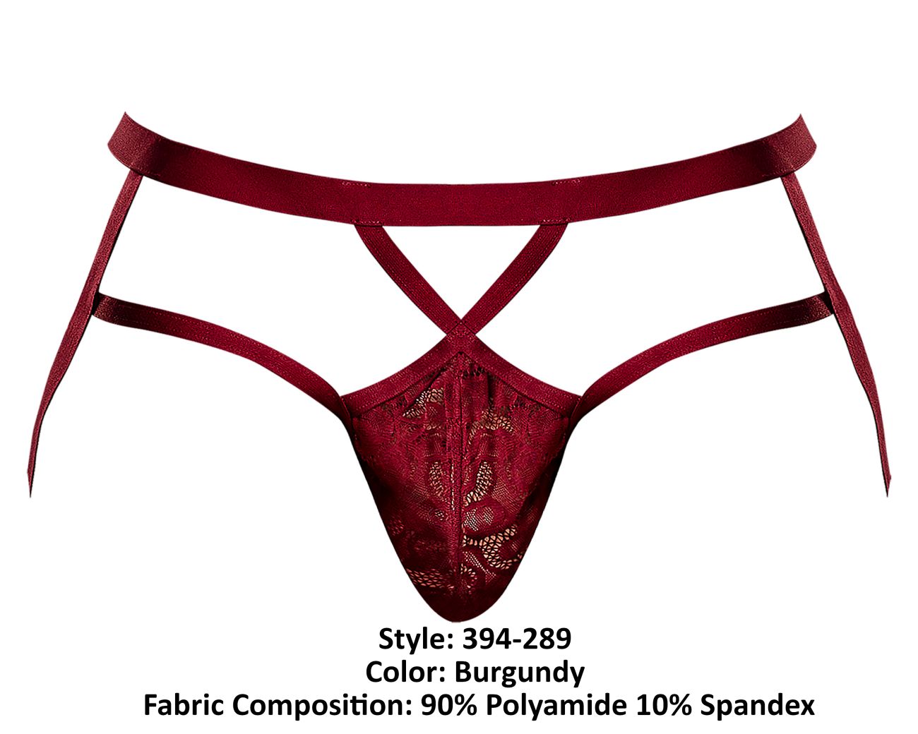 Male Power 394-289 Lucifer Strappy Jock Burgundy