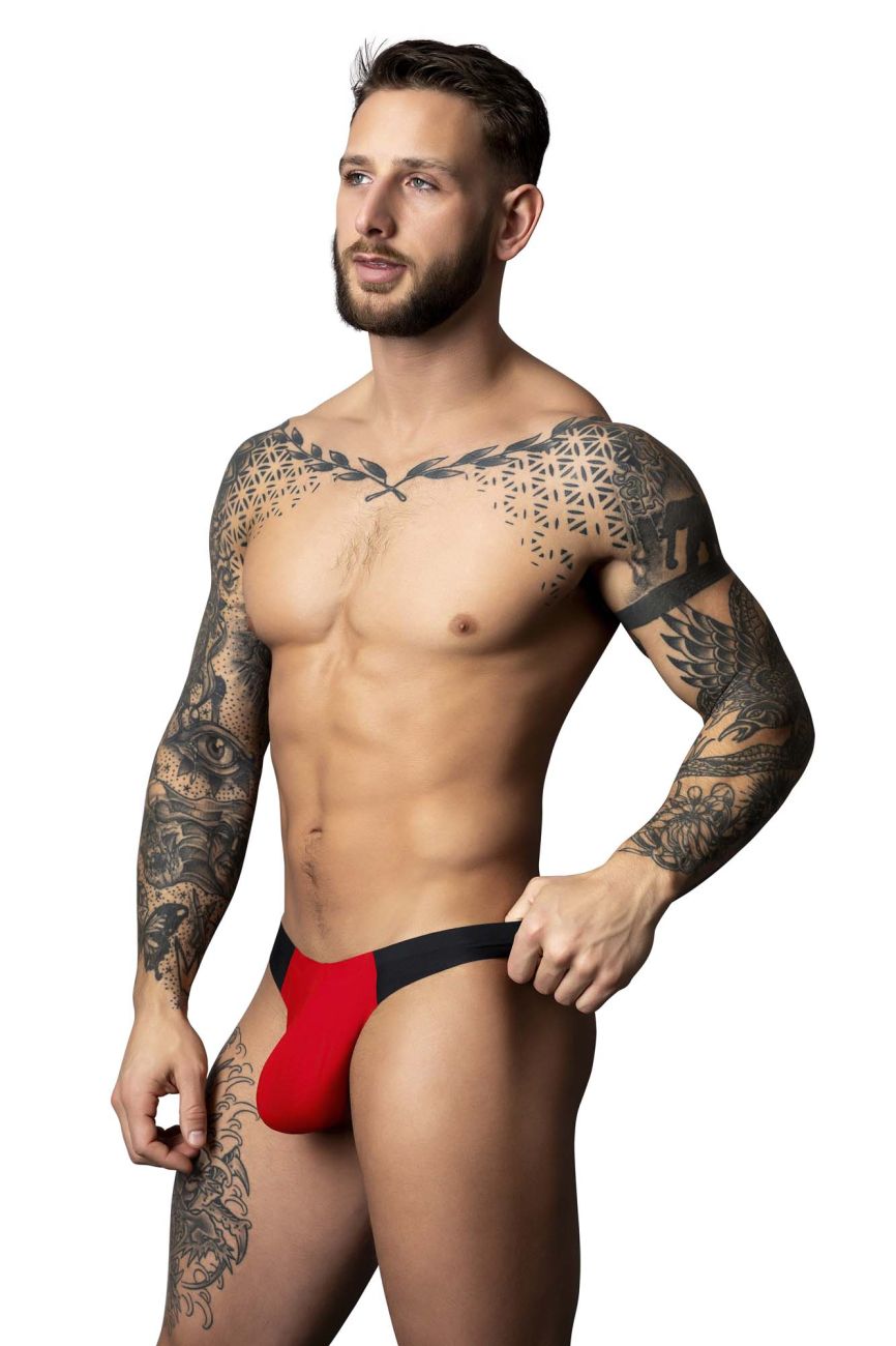 Male Power 442-300 Hot Mesh Male Bong Thong Black-Red