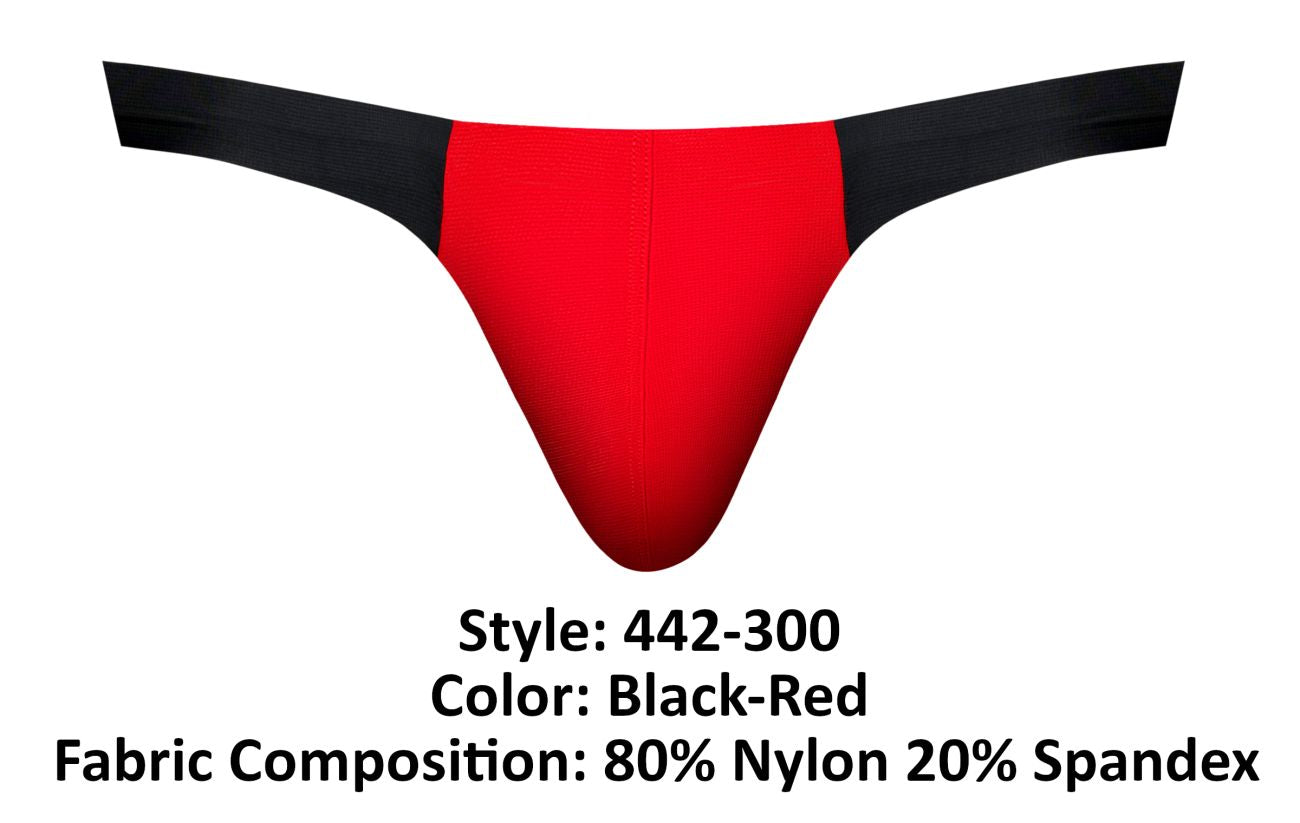 Male Power 442-300 Hot Mesh Male Bong Thong Black-Red