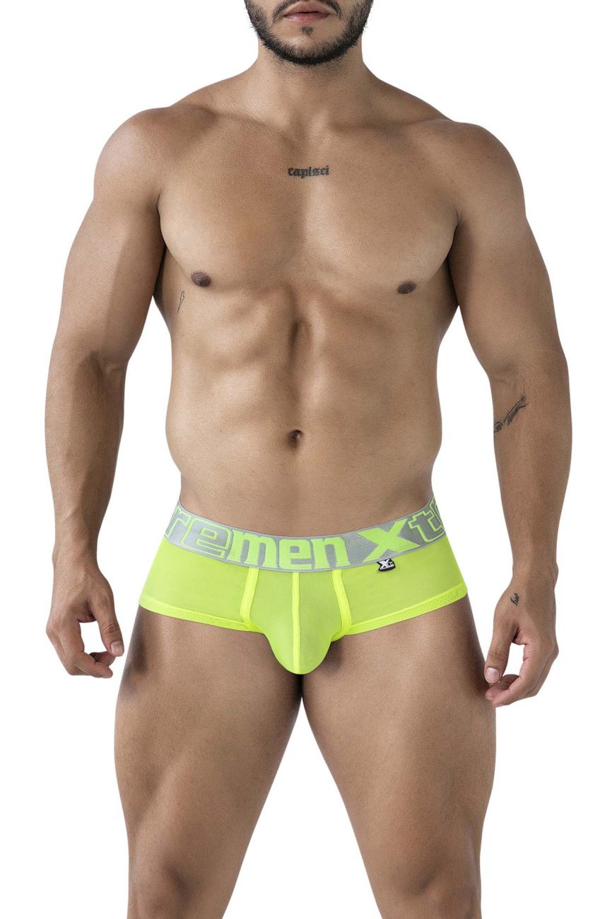 Xtremen 91236 Mens Sheer Microfiber Briefs Neon Green