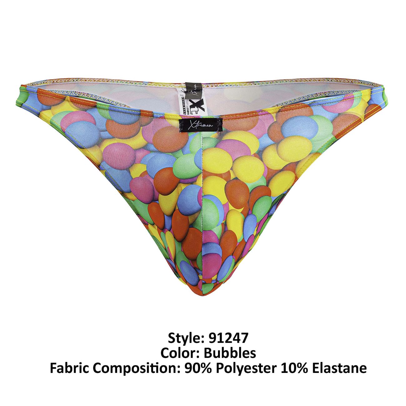 Xtremen 91247 Mens Printed Colourful Thongs Bubbles