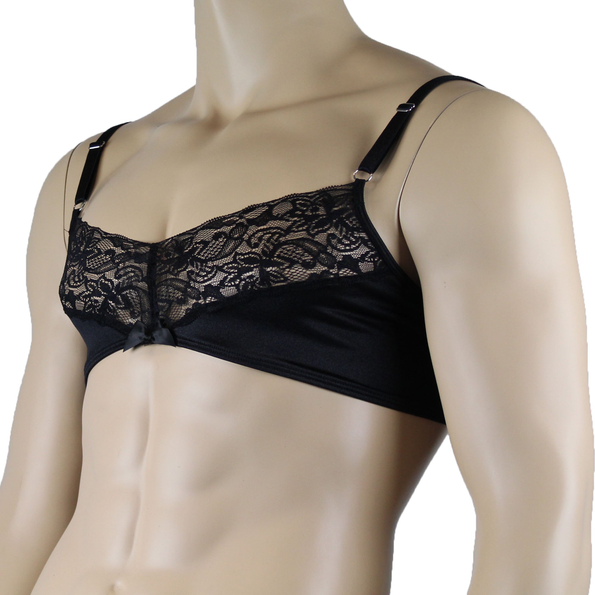 Male Romance Stretch Spandex Bra for Lingerie Men Black or White