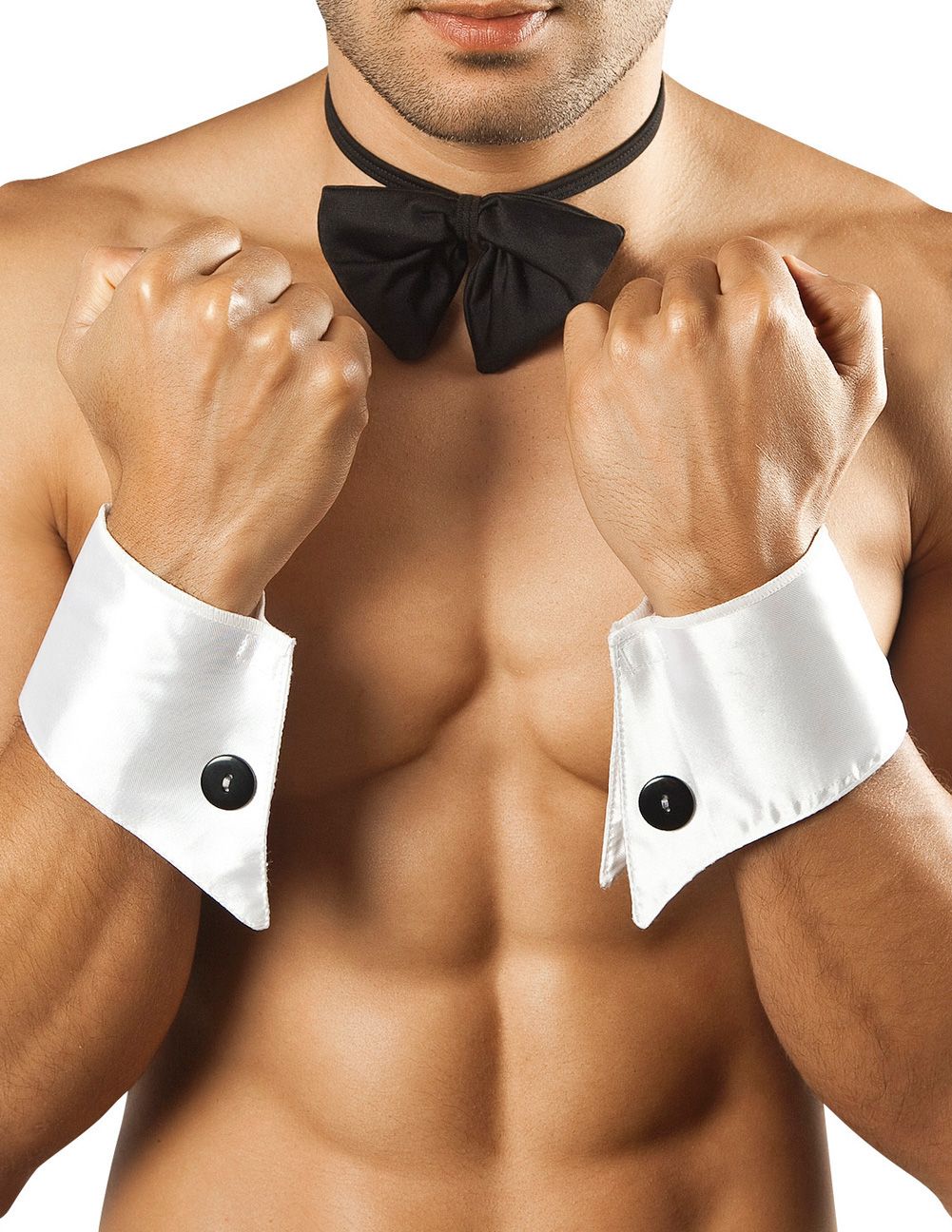 CandyMan 9646 Bowtie and Cuffs Black & White