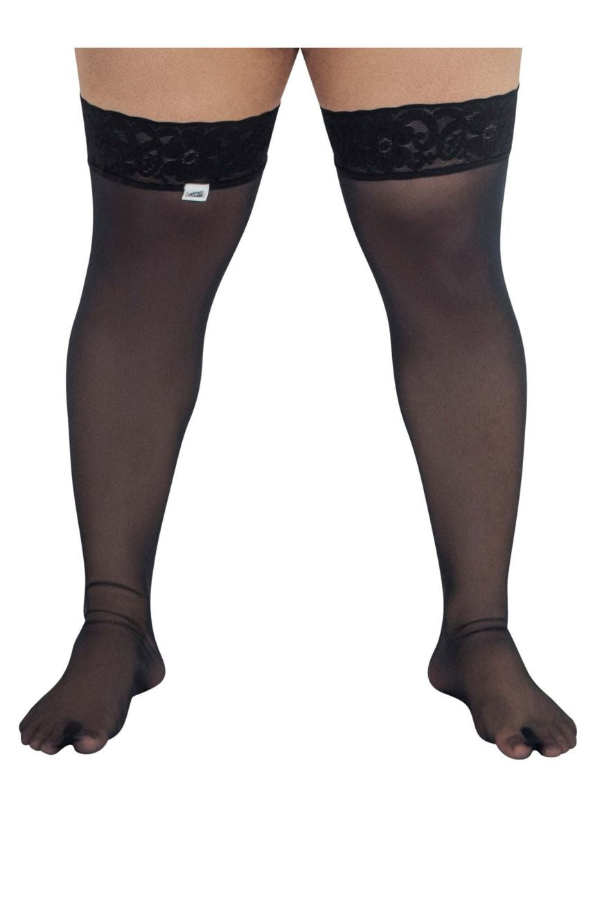 CandyMan 99533X Mesh Thigh Highs Black Plus Sizes