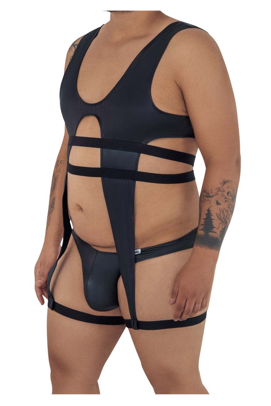 CandyMan 99541X Gladiator Bodysuit Black Plus Sizes