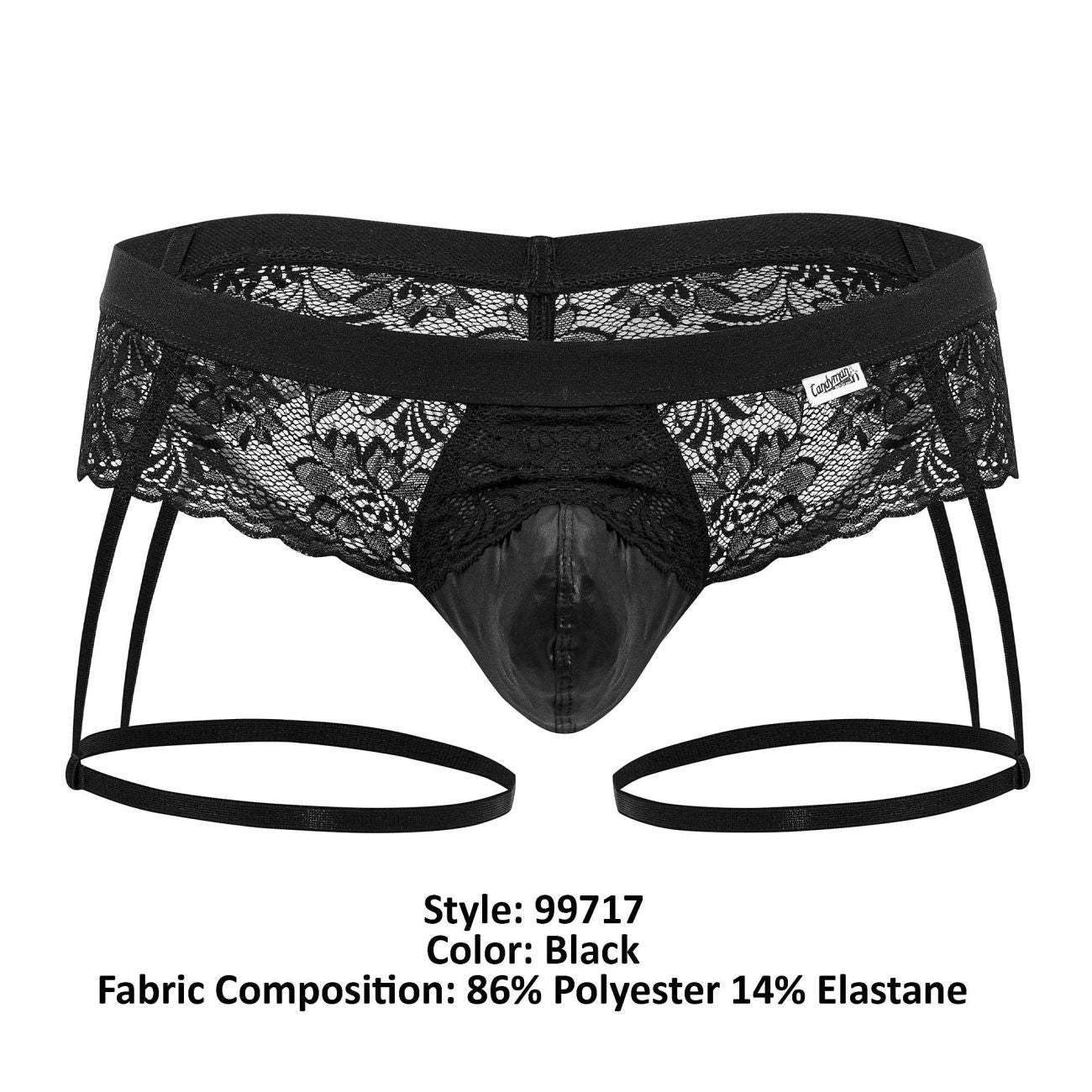 CandyMan 99717 Lace Garther Jockstrap Black