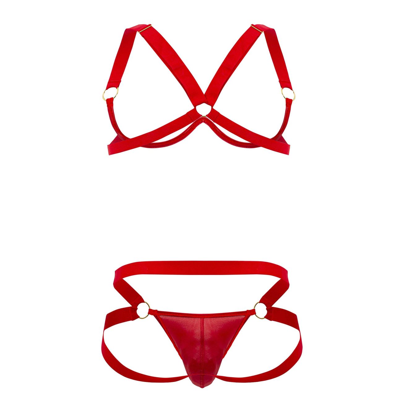 CandyMan 99731 Harness-Bra Two Piece Set Red