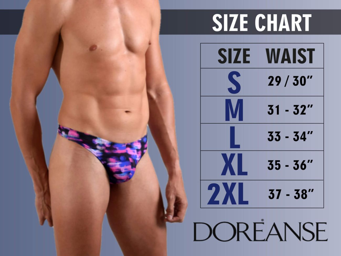 Doreanse 1281-BLU Hang-loose Briefs Blue Plus Sizes