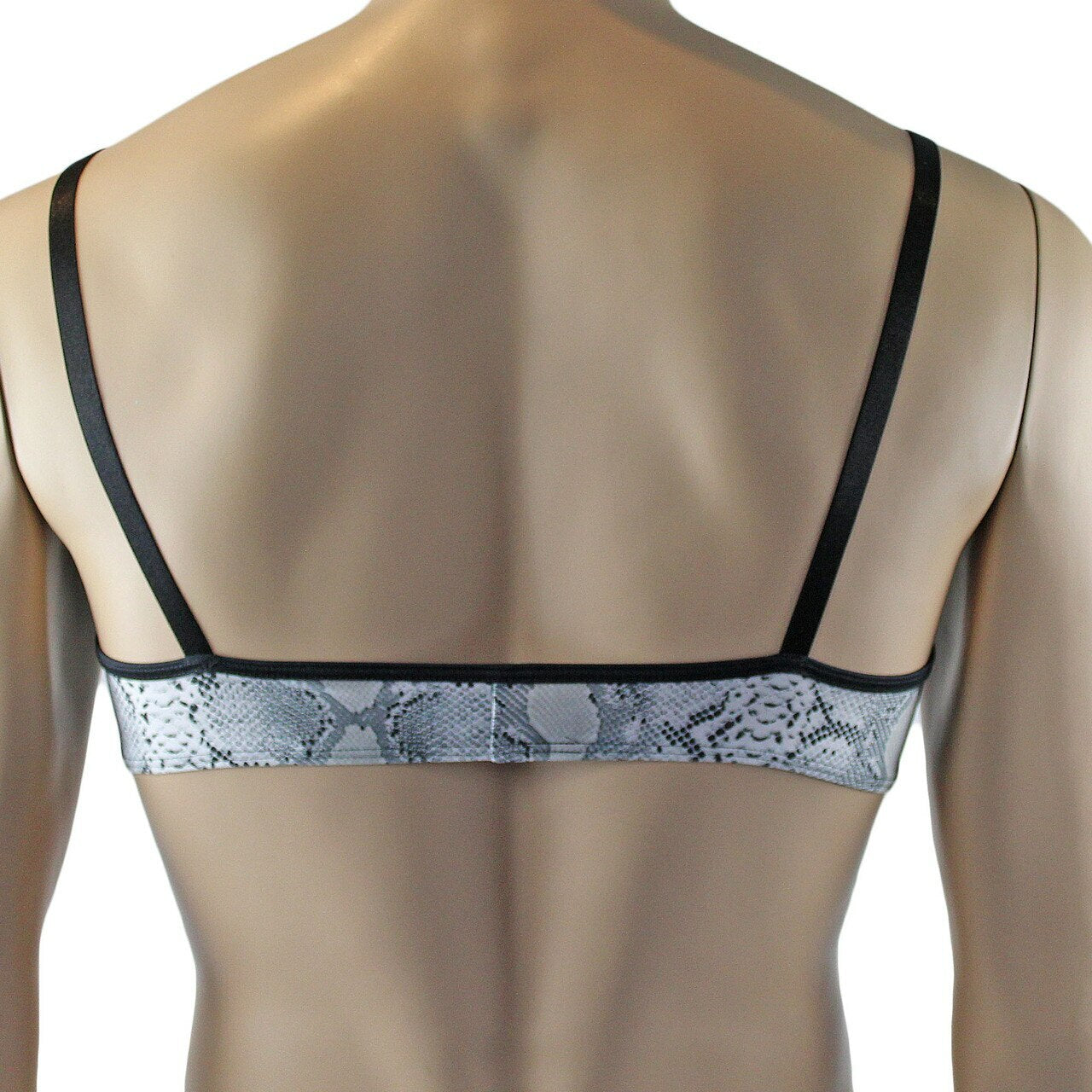 Mens Grey Snake Print Bra Top for Males & G string