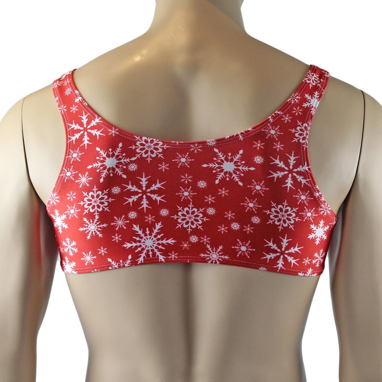 Mens Christmas Snowflake Bra Top & Low Cut Thong Red and White