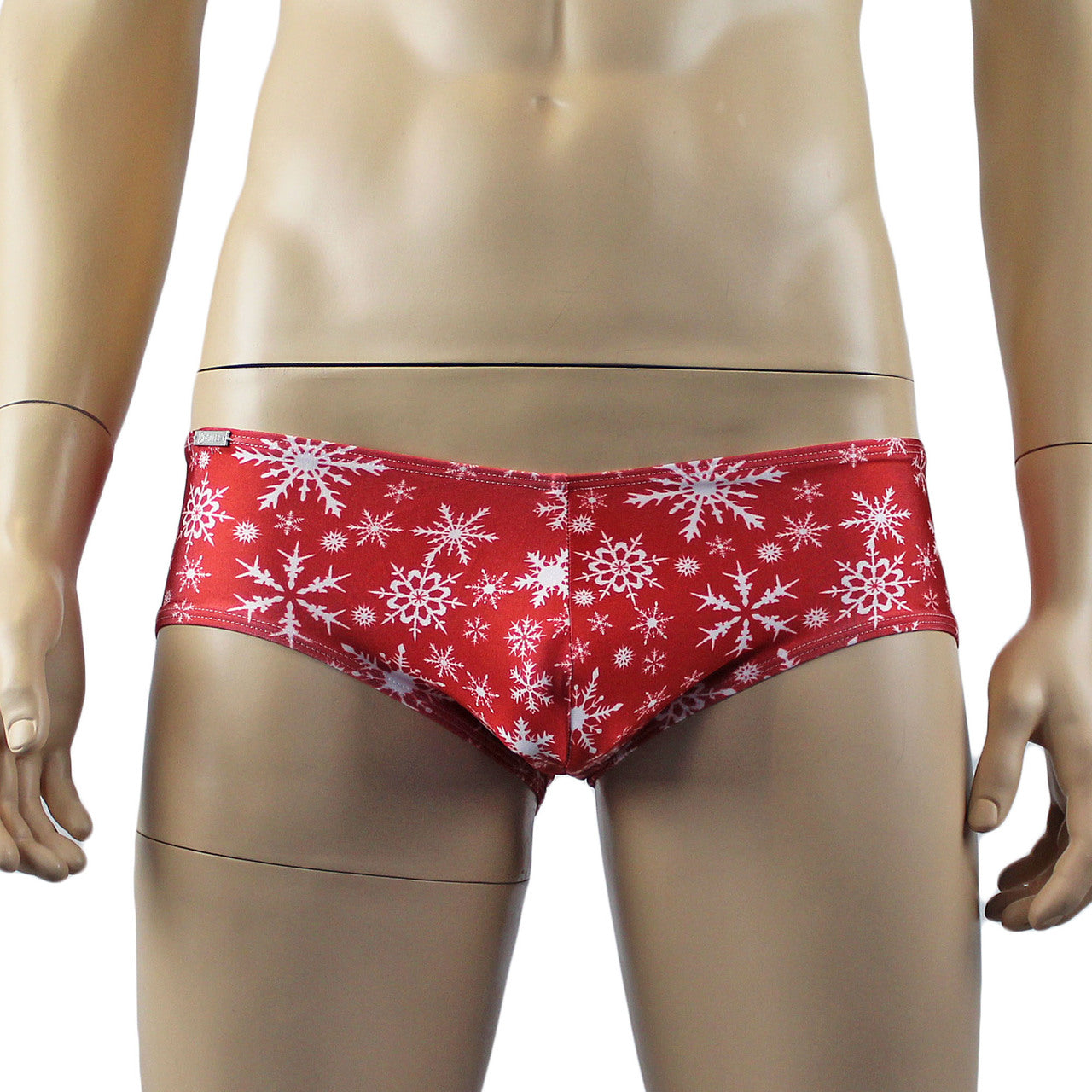 Mens Christmas Snowflake Bra Top & Low Rise Boxer Brief Red and White