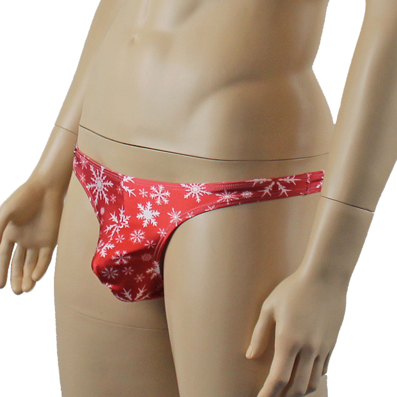 Mens Christmas Snowflake G string Thong Xmas Underwear Red and White