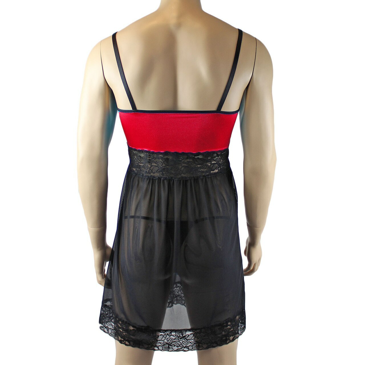 Mens Joanne Sexy Lingerie Nightwear Chemise with G string - Sizes up to 3XL Red & Black