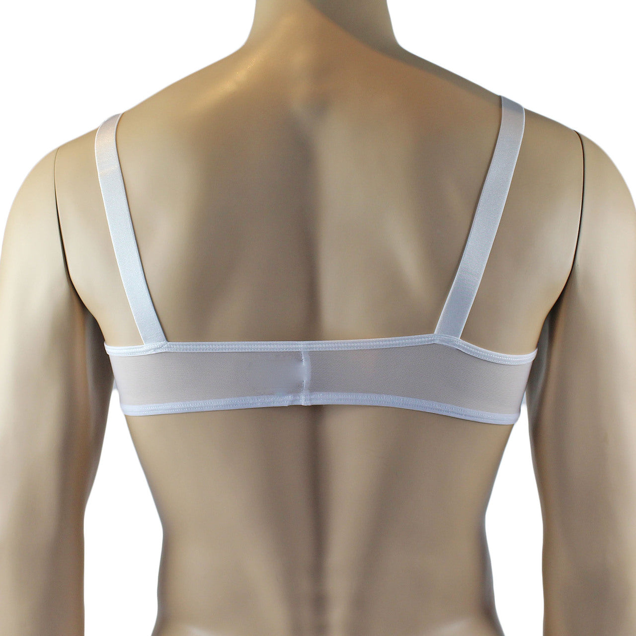 Mens Exotic Sheer Mesh Bra Top White