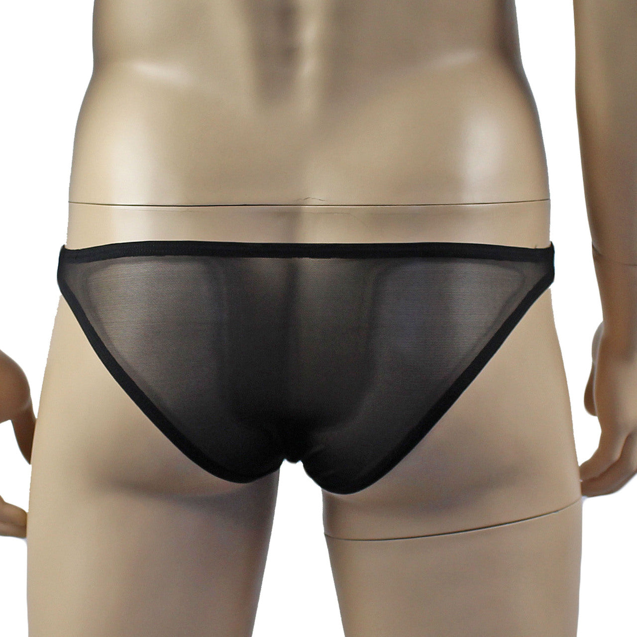 Mens Exotic Sheer Mesh Brief with Bow Front Black