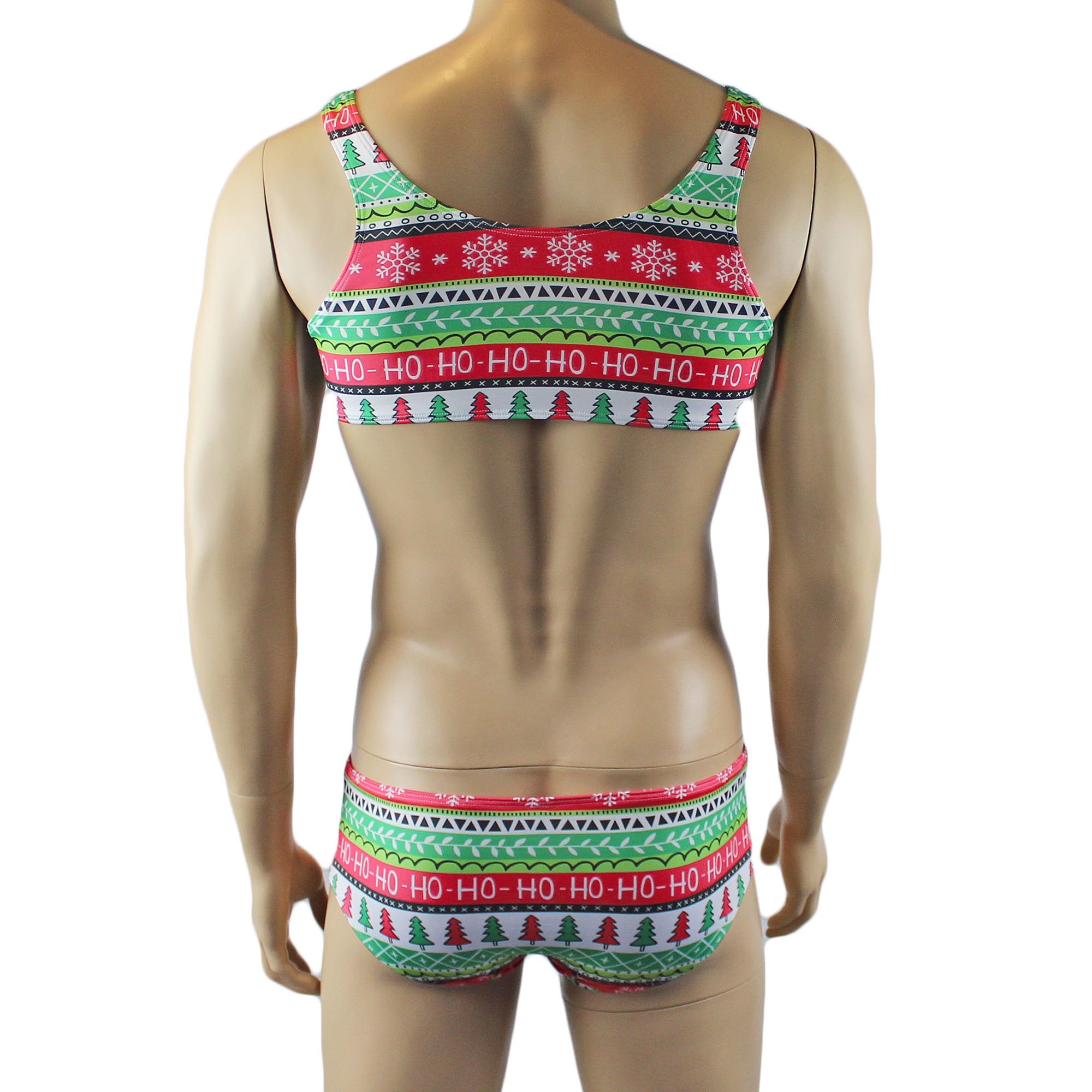 Christmas Gift Wrap Mens Crop Top Bra & Boxer Shorts Xmas Underwear
