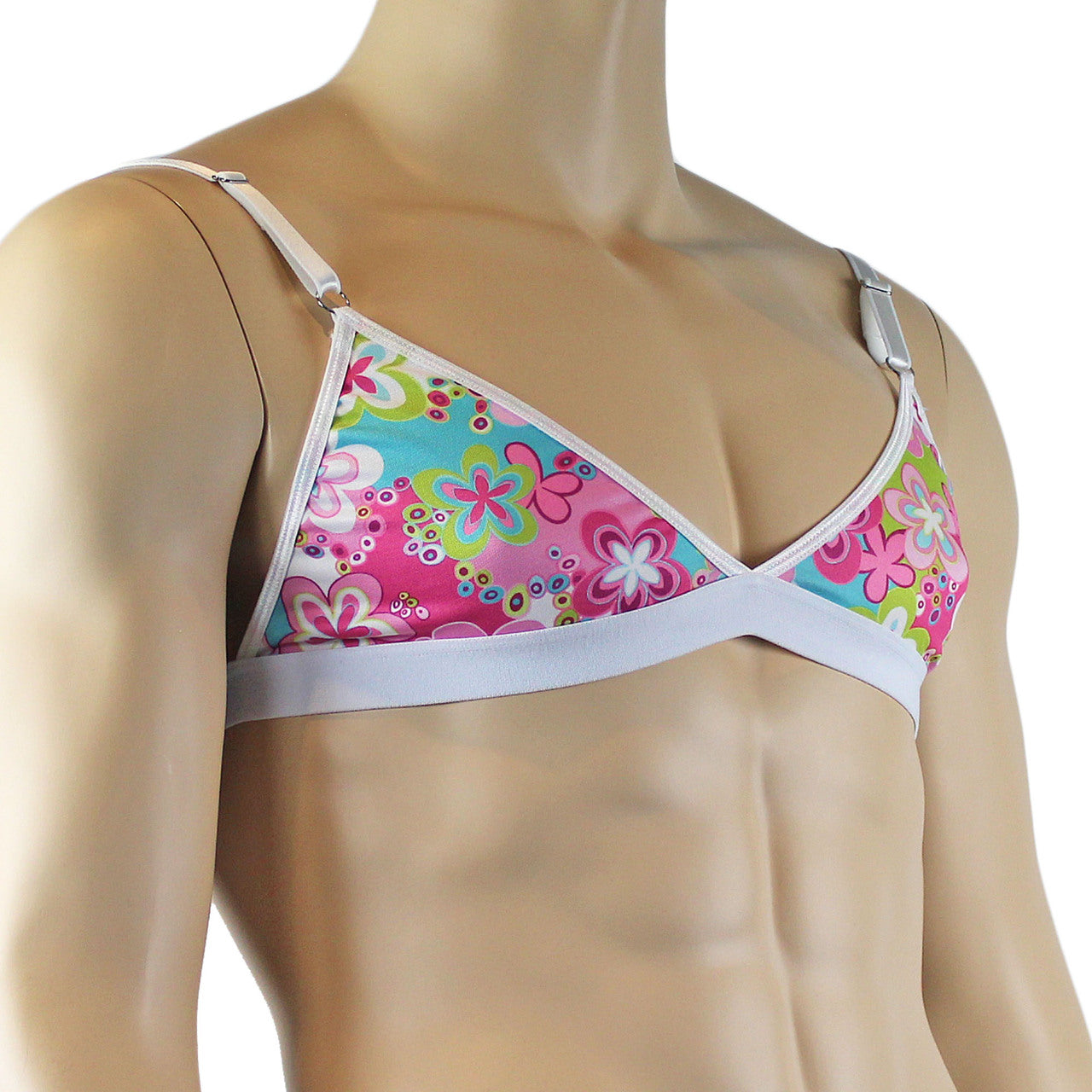 Male Hippie Flower Print Bra Top with Band