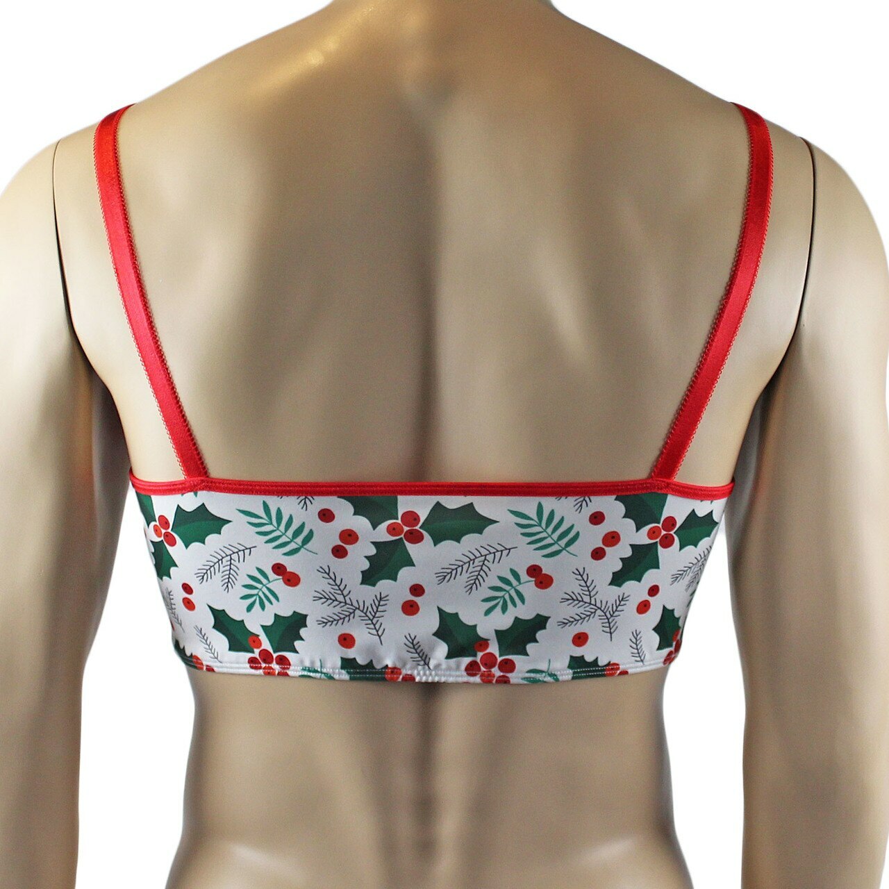 Mens Christmas Holly Camisole Crop Top & Boxer Shorts Xmas Underwear