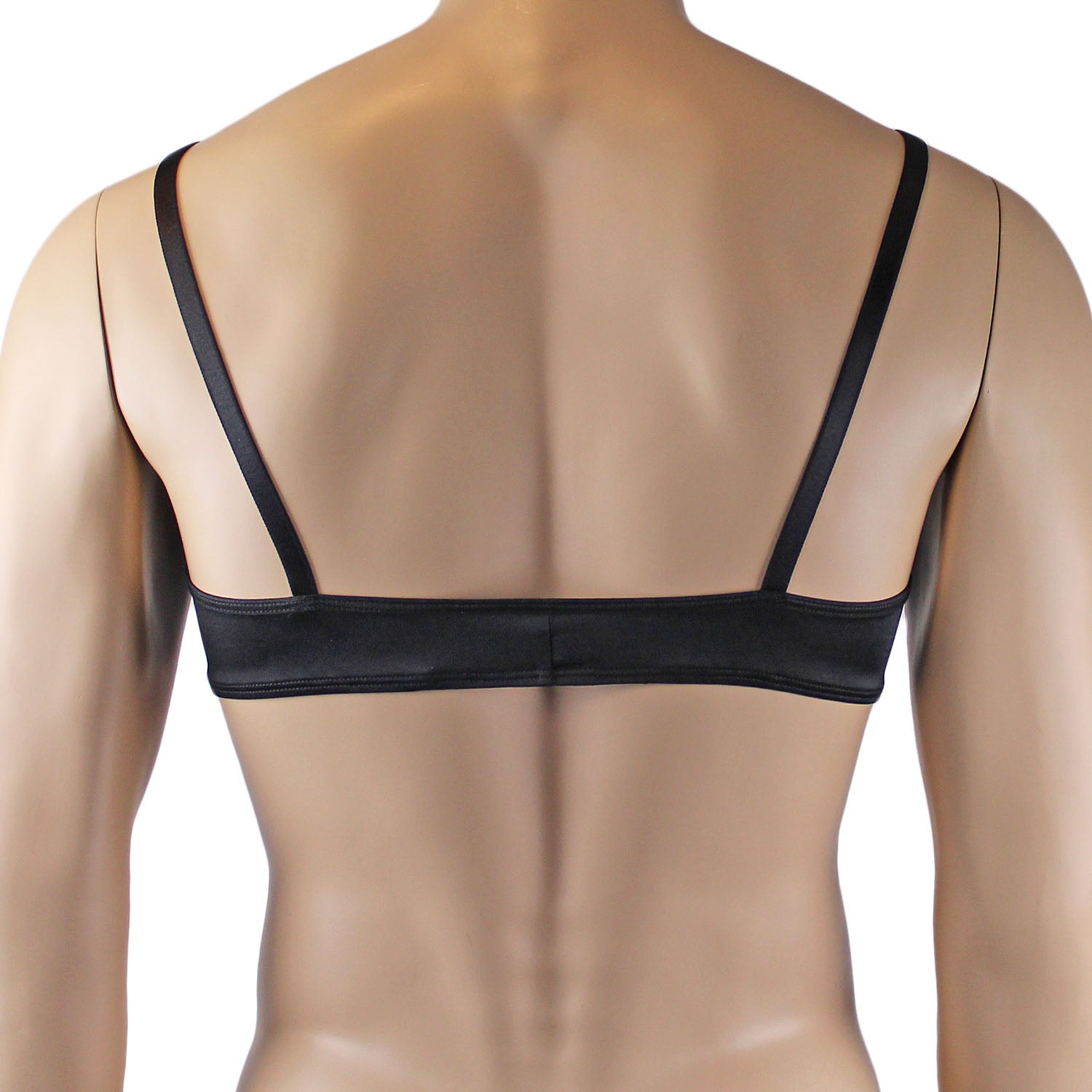 Mens Jenny Shiny Spandex Bra Top with Adjustable Straps Black or White